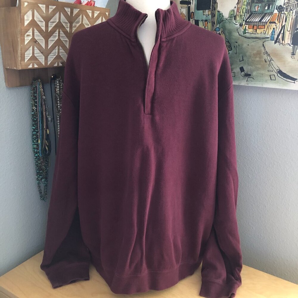 Cutter & Buck Pullover Sweater Men's size M Burgundy Red 1/4 Zip Ligh Collar